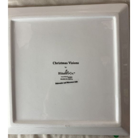 Set of 4 Christmas Visions by Blitzen & Co. Square Snack/Appetizer Plates - Picture 8 of 11